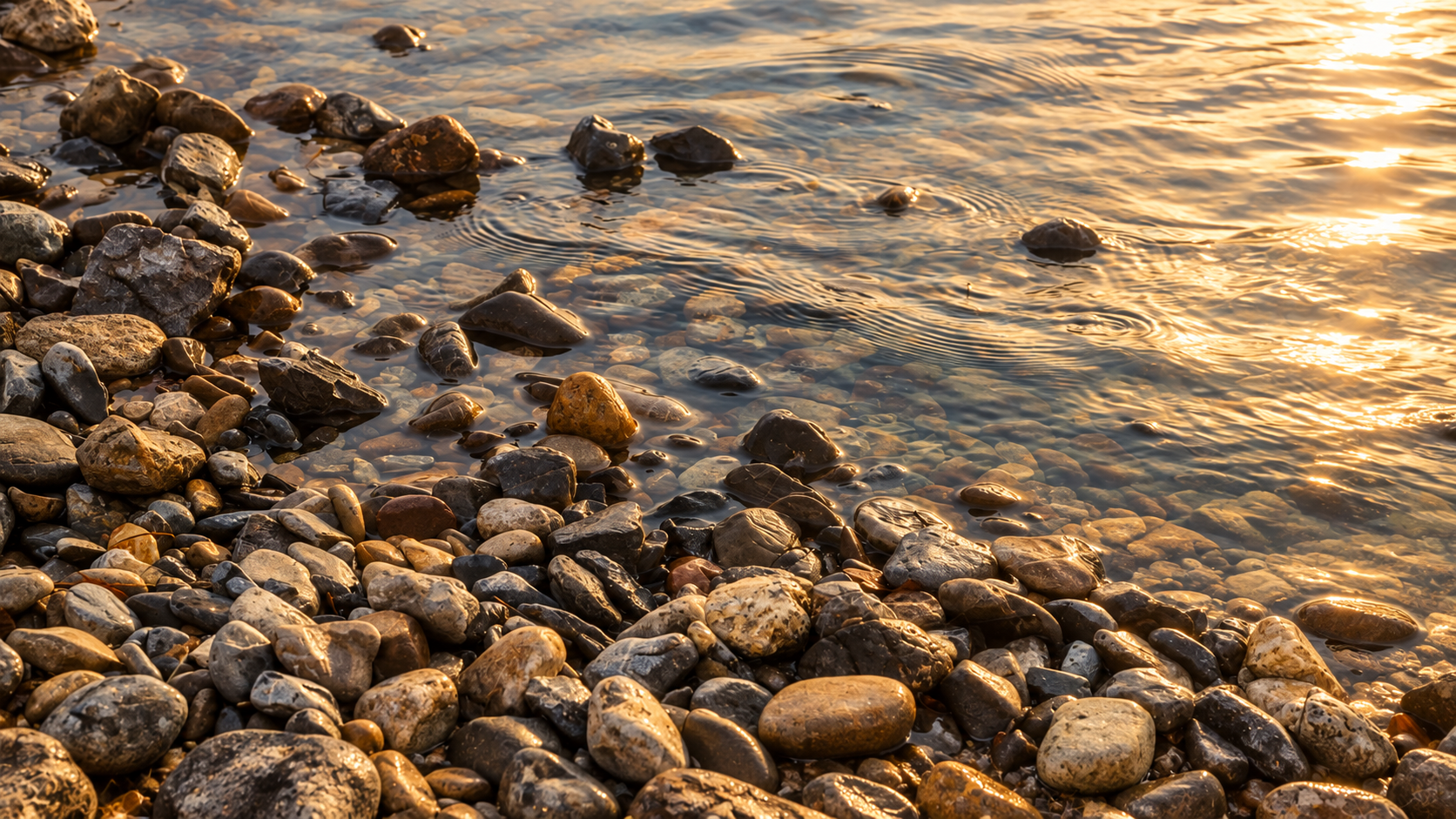 Smooth river stones — stillness and grounding